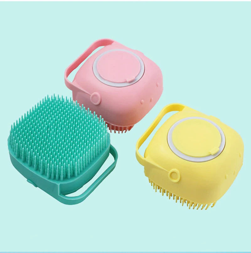 Silicone Dog Bath Massage Gloves Brush Pet Cat Bathroom Cleaning