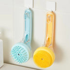 Pet Bath Brush Soft Silicone Long Handle with Shampoo Dispenser