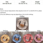 Breathable Pet Bucket Hat Adjustable Plaid Print Dog Sunshade Hat