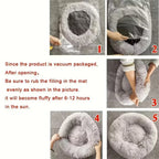 Soft Pet Cat Bed Pad Plush Warm Faux Fur Dog Calm Bed Donut Round