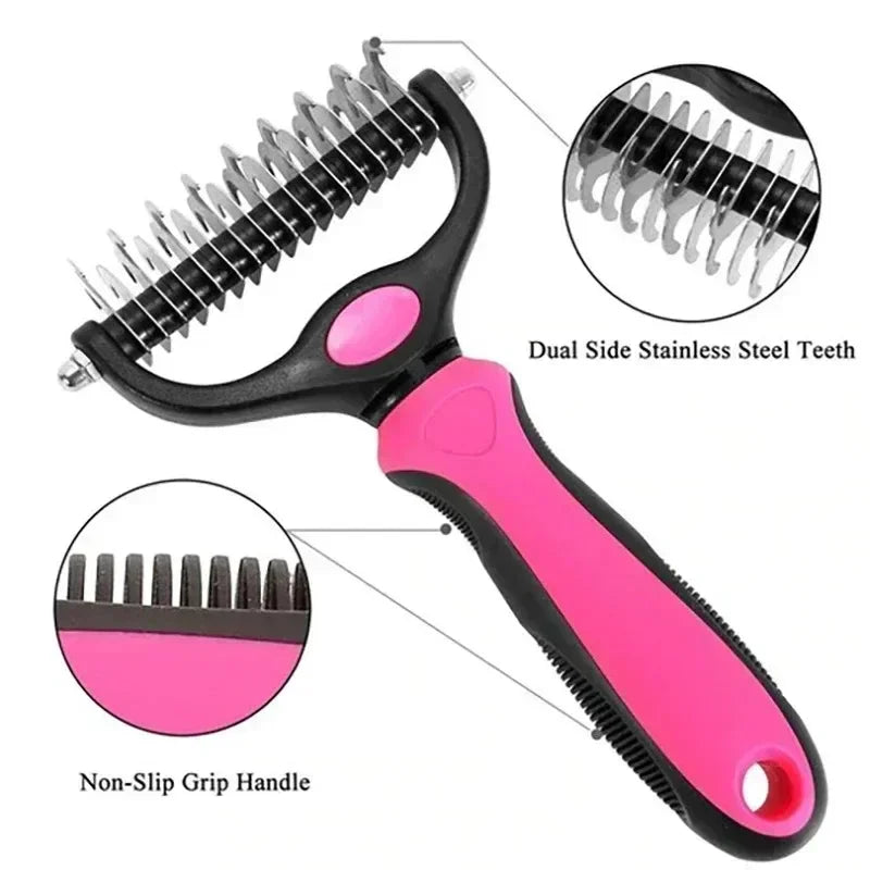Pet Deshedding Brush Cat Comb Self Cleaning Hair Remover Grooming